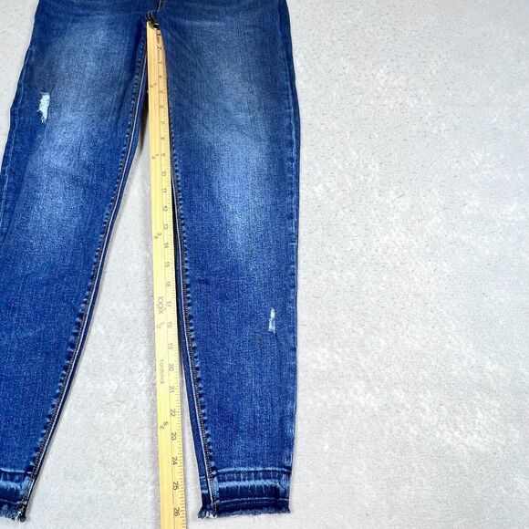 Spanx Jeans Womens Size Medium Blue Distressed Ankle Skinny Jeans Raw Hem - Picture 5 of 11